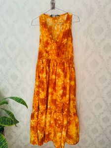 Flowy Orange Tie-Dye Maxi Dress