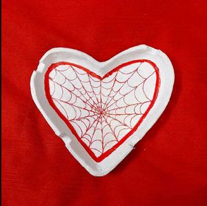 Heart Shaped Ashtray w/ Spiderweb Design