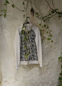 Unique Graphic Print Zip-Up Jacket
