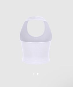 SAVANA Ribbed White Halter Crop Top