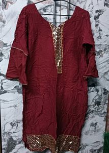 Maroon Kurta 🅰️Set with Sequins