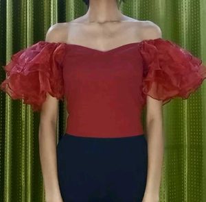 Off-Shoulder Ruffled Sleeve Top