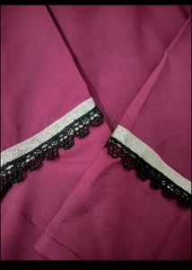 purple colour kurti with black lace
