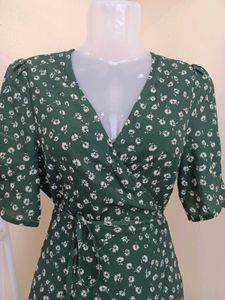 Floral Green Wrap Dress