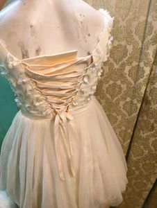 Elegant Cream Party Dress with Embellishments