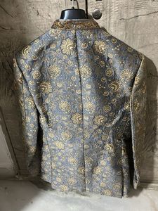 Men's Blue &amp; Gold Brocade Jacket