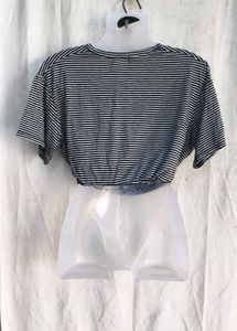 Striped Knot-Front T-Shirt