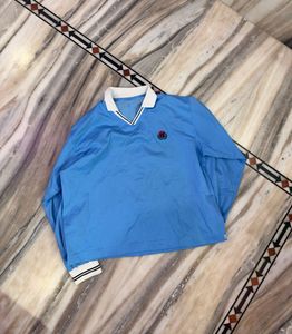 Blue Long Sleeve Collared Top