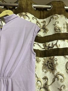 Lavender Mock Neck Midi Dress