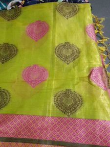Green &amp; Pink Silk Saree