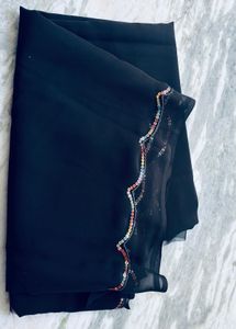 Elegant Black Saree with Colorful Border