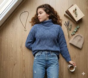 Cozy Blue Turtleneck Sweater