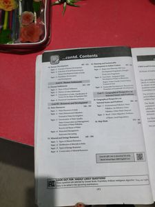 geography class 12 book, face cream, paint brush