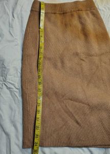 Brown Knit Midi Skirt