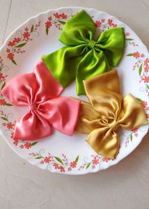 Satin Hair Bows - Set of 3