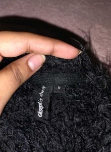 Furry Black Cardigan