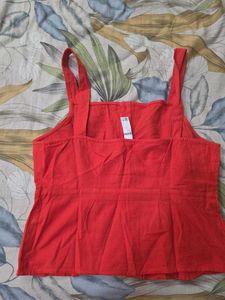 Chic Red Button-Up Cami Top