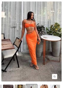 Newme Vibrant Orange Ruched Bikini Set