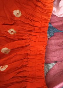 Vibrant Orange Bandhani Print Skirt