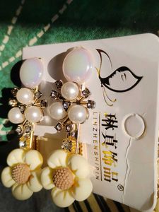 Elegant Flower &amp; Pearl Hair Clips Set