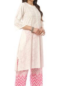 BIBA PURE COTTON White &amp; Pink Kurta Set