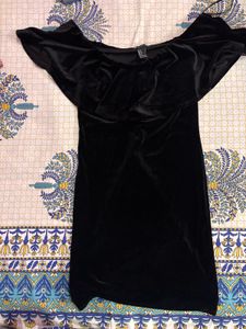 Black Velvet Off-Shoulder Dress