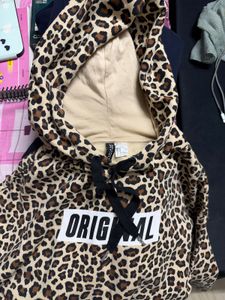 H&amp;M Leopard Print Cropped Hoodie