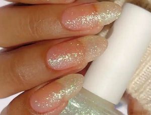 Shimmery Amber Gold Glitter Nail Polish