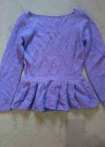 Lilac Peplum Knit Sweater