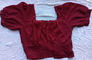 Burgundy Ruched Crop Top
