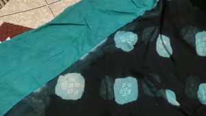 Blue &amp; Black Bandhani Saree