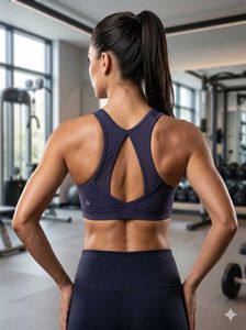 Dark Navy Blue Racerback Sports Bra - Stretchable