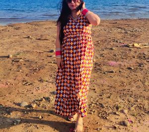 Boho Maxi Dress with Geometric Print size XXL 44