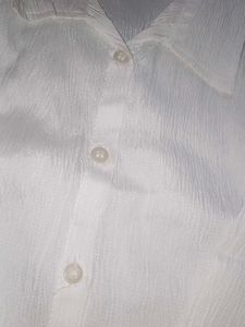 Elegant White Textured Button-Up Shirt
