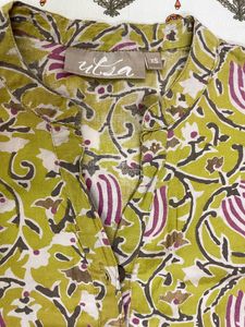Olive Green Cotton Kurti-WESTSIDE