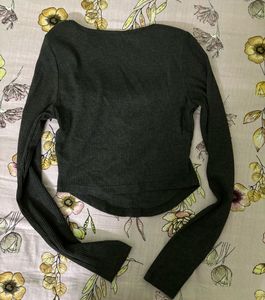 Lulu and SkyChic Grey Square Neck Ribbed Top