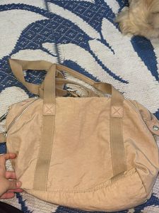 Kipling Beige Nylon Satchel Bag