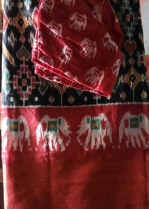 1-TimeUsed ElegantIkkatSilkSaree +StichedBlouse
