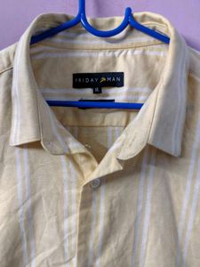 Men's Striped Yellow Casual Shirt