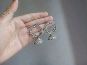 Oxidized Silver Jhumka &amp; Dangler Earrings Set