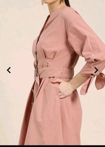 Solid Skater Dress With Belt Size:L