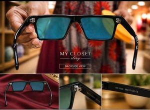 Oversized Blue Mirrored Sunglasses