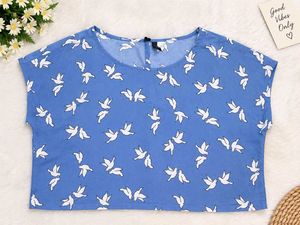 Blue Bird Print Women’s Top