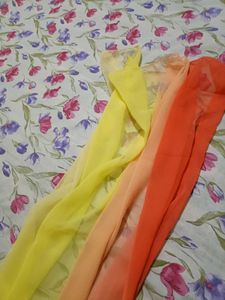 Elegant Ombre Yellow to Orange Saree