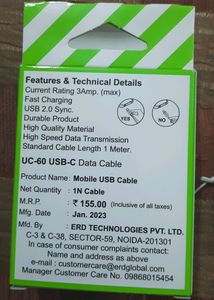 💥ERD USB C Type Data Cable Brand New