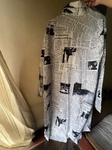 Newspaper Print Shirt Dress