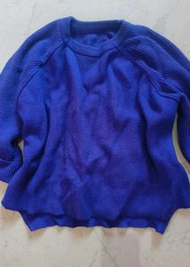 Blue Knit Pullover Sweater