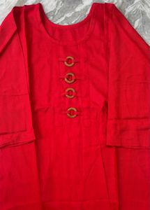 Red Kurta Set with leggings