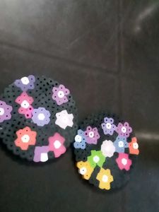 Handmade Perler Bead Flower Mini Coasters - 2 pcs