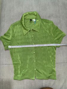 Y2K inspired H&amp;M Lime Green Button-Up Collared Top
